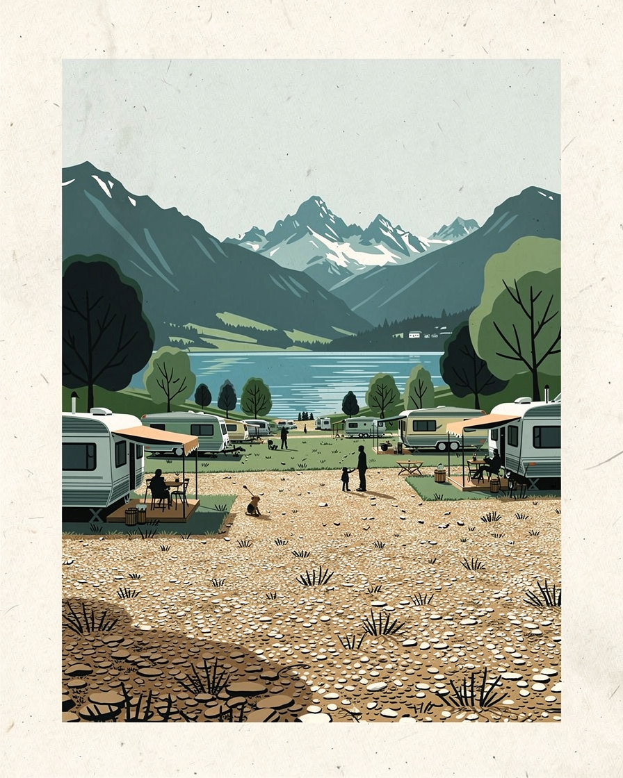 Camping familial à Lathuile près du lac d'Annecy, mobil-homes et emplacements ombragés avec vue sur le massif des Bauges